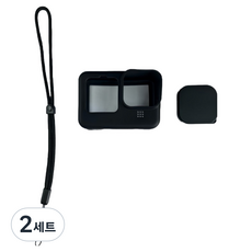 위드범성 고프로 12 / 11 / 10 / 9 실리콘 보호 커버 + 고밀도 쇼트 끈 세트, 2세트, 블랙(커버), 블랙(끈)