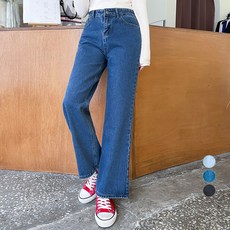 Tomatofactory 女性高腰寬版直筒牛仔褲