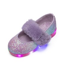 LA STELLA 女童寶石LED毛絨鞋
