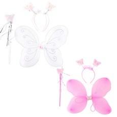 PARTYSHOW 天使精靈翅膀2件組, 白色 + 粉紅色, 1套