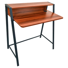 AOTTO 創意傢俱 簡約雙層木紋書桌, 胡桃木色