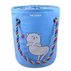 THE ZAKKA 花朵貓咪圓形盥洗包, 1個, 藍色