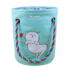 THE ZAKKA 花朵貓咪圓形盥洗包, 1個, 綠色