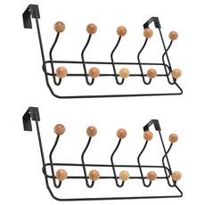 PEACHY LIFE 完美主義 韓風木紋門後勾附毛巾掛架, 黑色, 2個