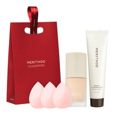 MERYTHOD 結 3種組, Lil Cover 粉底純象牙色 + Chaltteokkung 粉撲 3 件 + 完美潔面膏, 1組