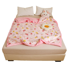 Annette 幼稚園秋冬牛奶針織荳荳棉被組 可拆洗, 120 x150cm, 草莓果果