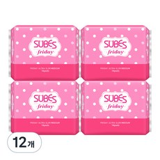 슈베스 프라이데이 울트라 슬림 생리대 날개형, 중형, 14개입, 12개