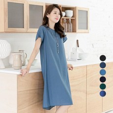 Bb Casual 女款大尺碼短袖連身裙, 海洋藍色