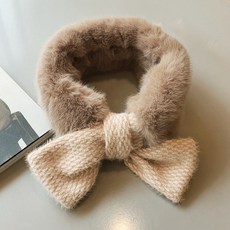 Woojooi 孩童蝴蝶結造型絨毛圍巾