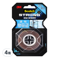 3M Scotch 超強力雙面膠帶 V1909N, 透明, 4捲