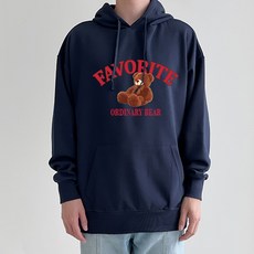 에어플레인 올디너리베어 기모 오버핏 후드티