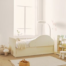 소르니아 아동용 토니 슬라이딩 빅 수납 침대 프레임 + 자동차 안전가드 + 매트리스 세트 방문설치, 아이보리