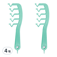 Z字形豐盈分線梳, 4個, 綠色
