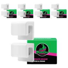 Monster CLEAR GEL 超強力寬版免鑽孔浴室牙膏架, 10個, 白色