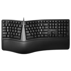 IPLEX 人體工學分離式薄膜護腕有線人體工學鍵盤, 黑色, ERK-2000