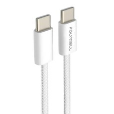 POLYWELL 寶利威爾 PD編織快充線 Type-C-Type-C PW15-W45-M804, 2m, 灰白色, 1條