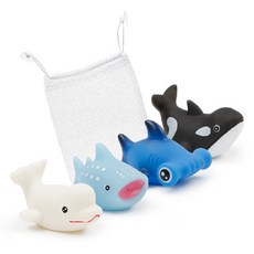 예꼬맘 LED 물놀이 프렌즈 4종+그물망 D세트 목욕놀이 완구, 혼합색상, 1세트