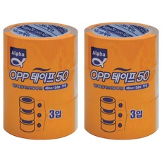 Alpha mall OPP 盒膠帶 48mm x 50m, 透明, 6入