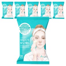 [비건뷰티] 아리얼 데일리 픽 진정 토닝패드 57g, 30개입, 6개
