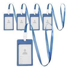 Tree 直式證件套+掛繩, 5組, 藍色