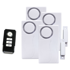 e-kit 逸奇 門磁門窗防盜警報器 緊急警報器/迎賓門鈴 + 4對1遙控器 警報器 85 × 42 × 15mm 遙控器 60 x 30 x 13mm 門磁 45 x 10 x 13mm 160g 4盒 ES-33G, 1組