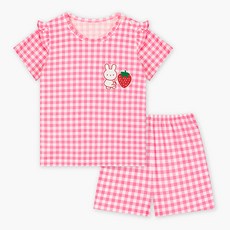 unifriend 兒童格紋兔五分家居服套裝