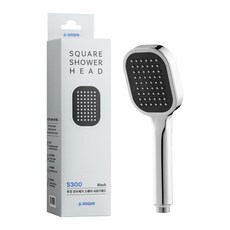 DOOJIN 不易殘留水痕方形手持式蓮蓬頭 S300, 黑色, 1個