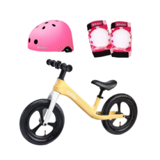 Slider 滑來滑趣 兒童滑步車+頭盔護具組, 黃+粉色, 1組
