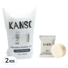 KANSO 旅行用加厚拋棄式沐浴巾 + 低溫熟成身體皂組合, 白色, 2套
