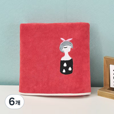 Woni's Artpol 浴巾 350g, 6個, 紅色