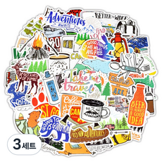 캠핑 여행 캐리어 스티커 50p 세트, 3세트