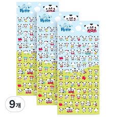 Petit 可愛熊貓造型貼紙, 混合顏色, 9個