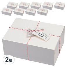 IndiK 中型包裝盒 10入 + 緩衝材 10入 + 包裝繩 + 2款貼紙 各10入 + 2款吊牌 各10入 套組, 白色(盒), 2組