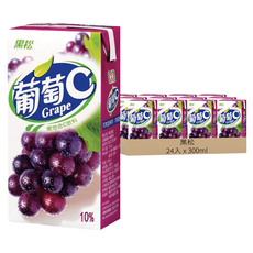 黑松 葡萄C 葡萄果汁飲料 300ml x 24入, 還原果汁10%, 含維生素C
