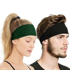 CITYCOMPANY 運動寬版髮帶 2件組, 2 黑色, 綠色, 1套