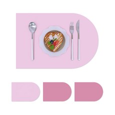 快晴 Another 皮革餐墊 半橢圓形 半橢圓 4入, 粉紅色 + 深粉紅色, 30 x 45 cm, 4個