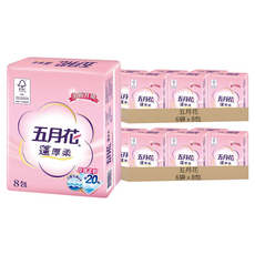 五月花 蓬厚柔抽取式衛生紙, 8包, 12袋