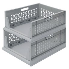 KAZT 開放式滑動收納整理折疊生活箱, 灰色, 2個