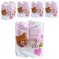 HAYASHI 拉拉熊印花滾筒衛生紙，100%原木紙漿，超細柔雙面印花，特殊柔軟加工，觸感舒適，吸水性佳, 30m, 4捲, 6袋