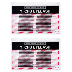 y-chu 高級單株假睫毛 混合款 B-6-1 150p 套組, 2個, 黑色