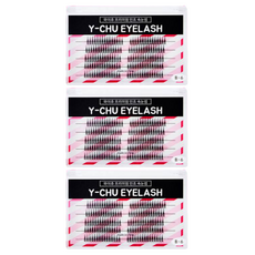 y-chu 高級單株假睫毛 混合款 B-6-1 150p 套組, 3個, 黑色