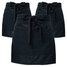 UNISTORE 腰部迷你素色圍裙, 3個, 黑色(A-214)