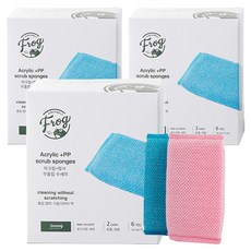 SINCERELY Frog 防刮壓克力纖維洗碗布, 6入, 3個