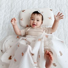 HIYOKO BABY 可水煮竹纖維泡泡紗柔軟枕頭套組, 森林動物