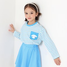 PremierFam 女童大耳狗喜拿條紋九分長袖T恤