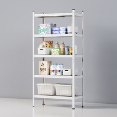 하비티 무볼트 조립식 앵글랙 선반, 화이트, 5단