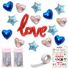 LivingDA LOVE 銀箔星星愛心金屬銀色組合, 混合顏色, 1套