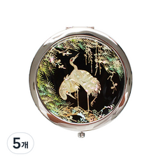 貝殼螺鈿漆器單觸式手拿鏡, 瑞松鶴, 5個