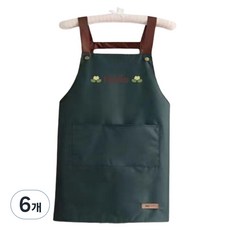 프리미엄 포켓 방수 앞치마, 그린, 6개