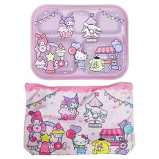 LiLFANT 五格加蓋餐盤 + 收納包, 三麗鷗角色, 1組